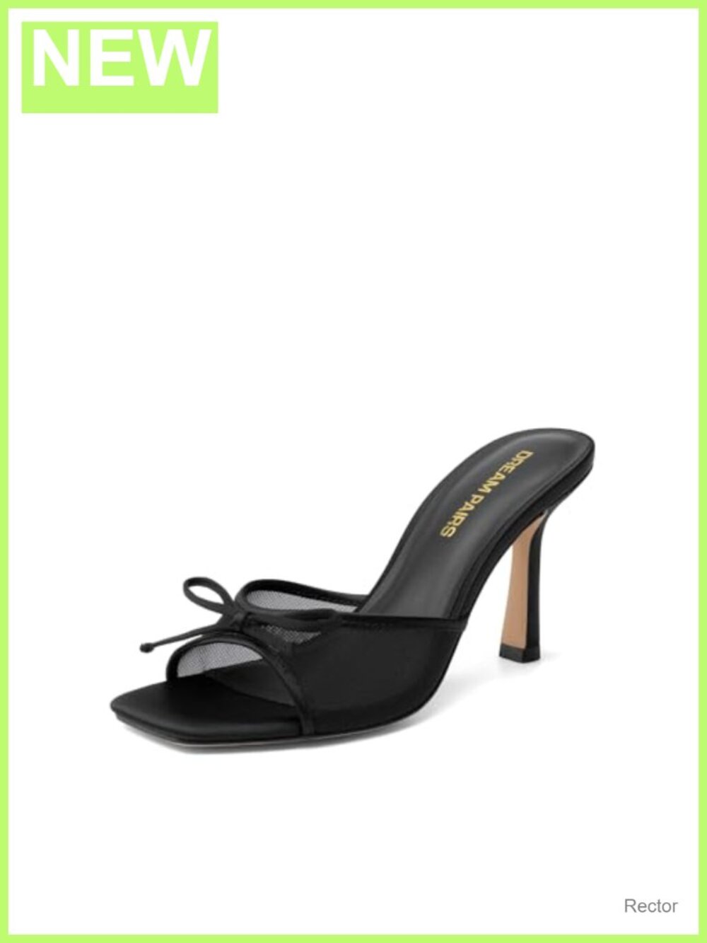 Mesh Bow Stiletto Heels Dressy Sandals Square Toe Slip On